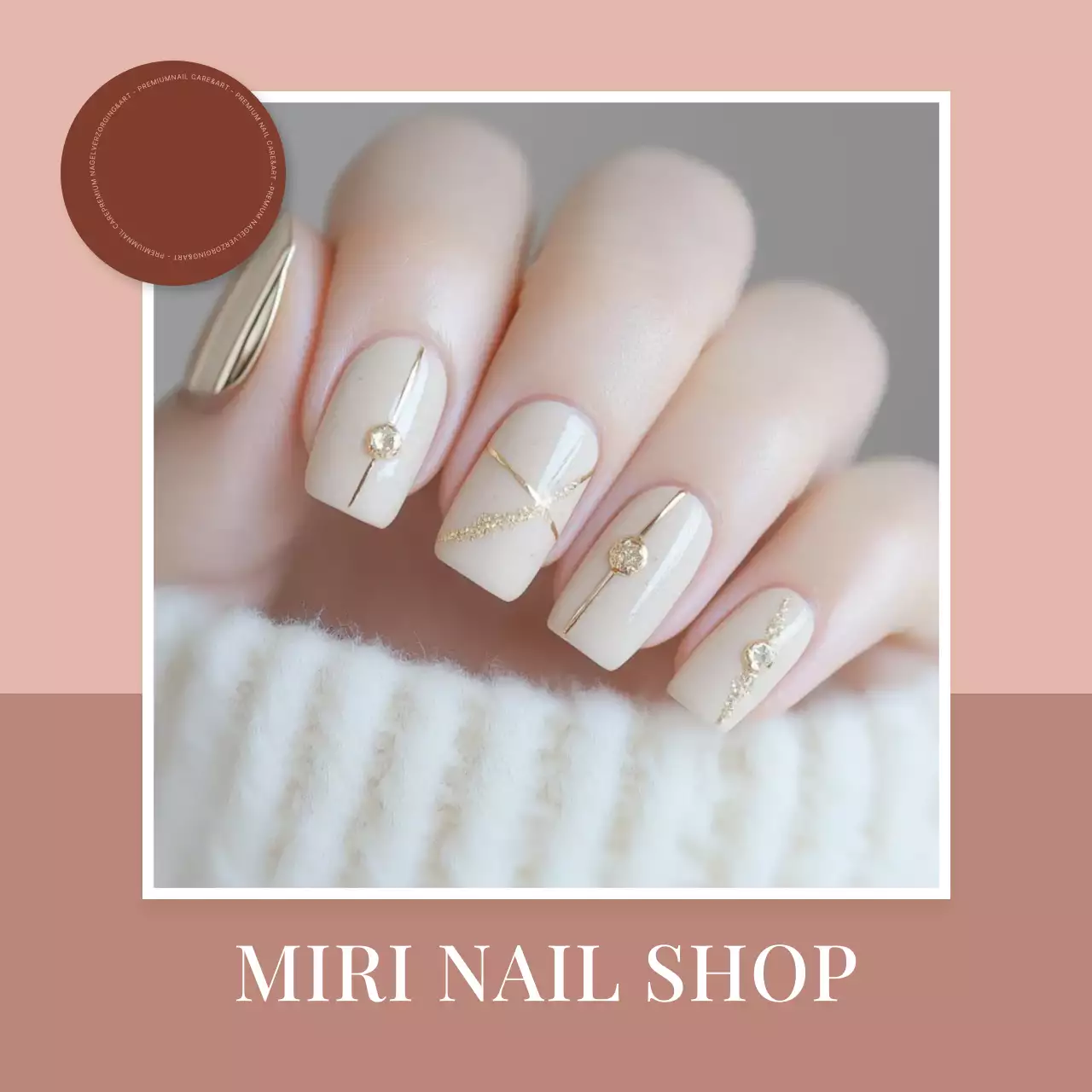Beige moderne nagelkunstadvertentie