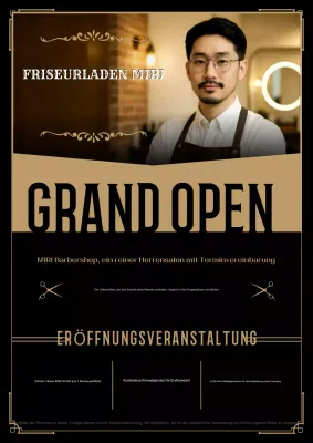 Beige Vintage Barbershop Eröffnungsveranstaltung
