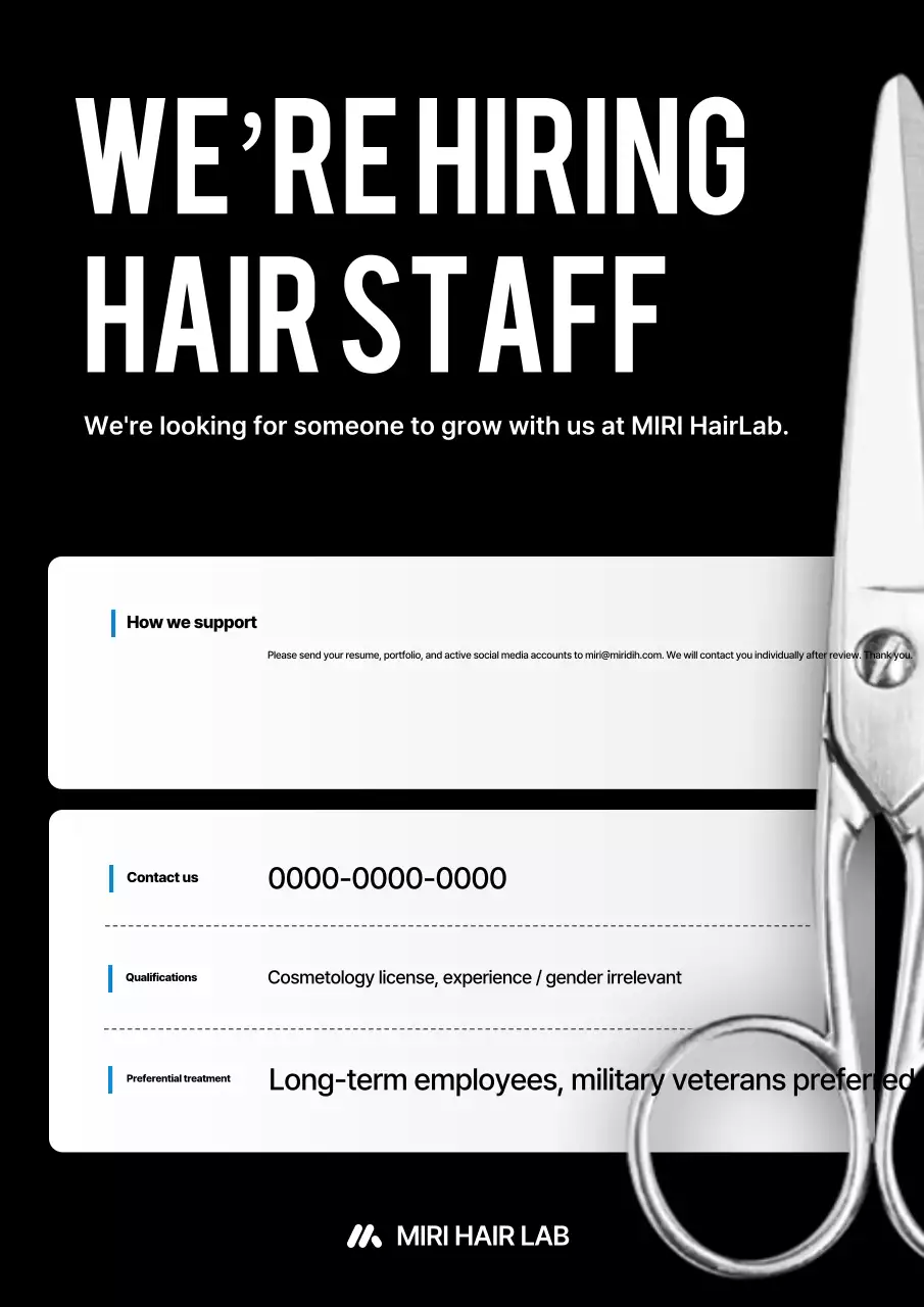 Thông báo tuyển dụng đơn giản màu đen