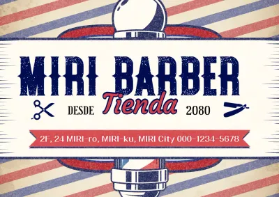 Anuncio de barbería vintage beige