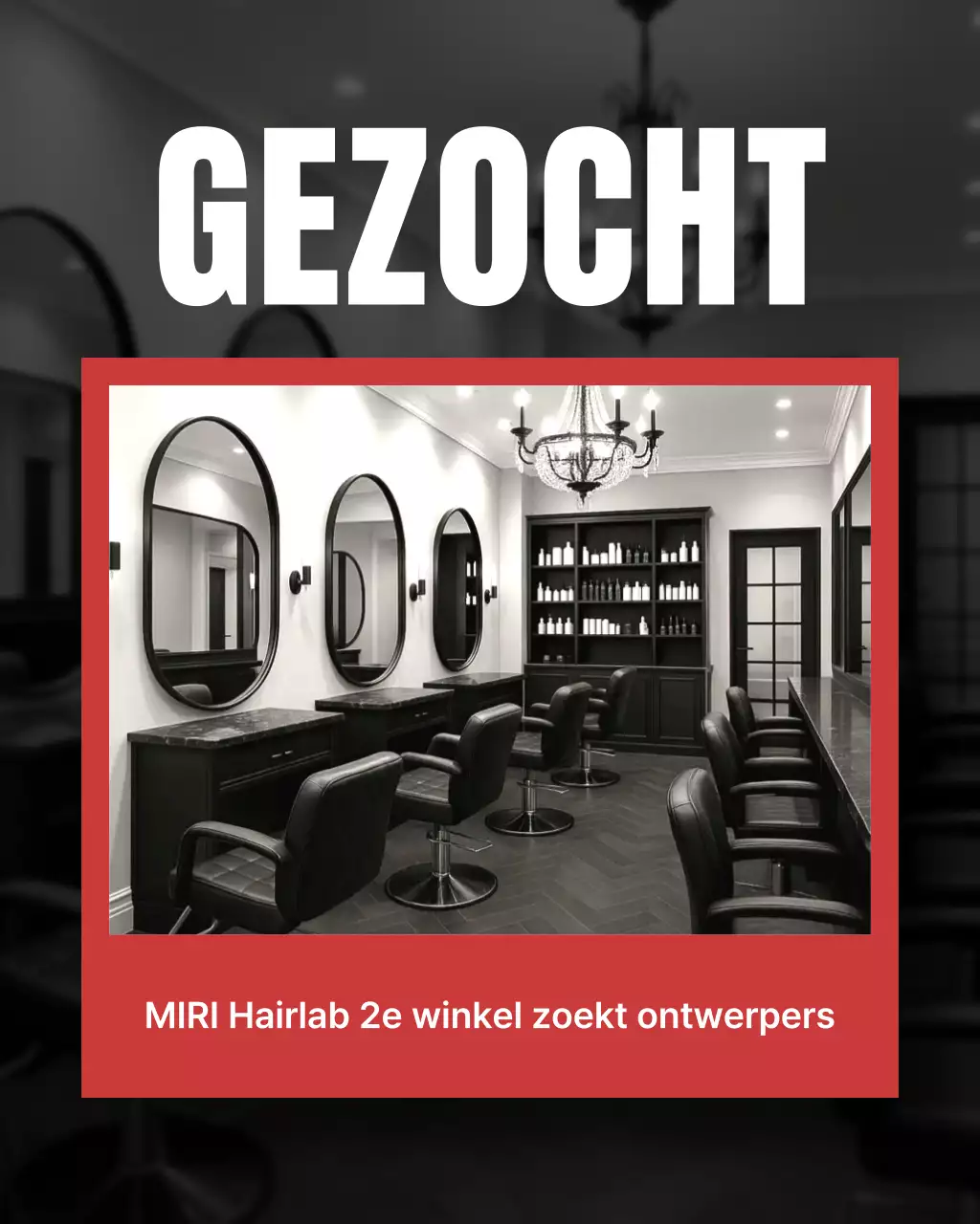 Een Instagram-puzzelpost over een moderne, zwarte en felroze kapsalon.