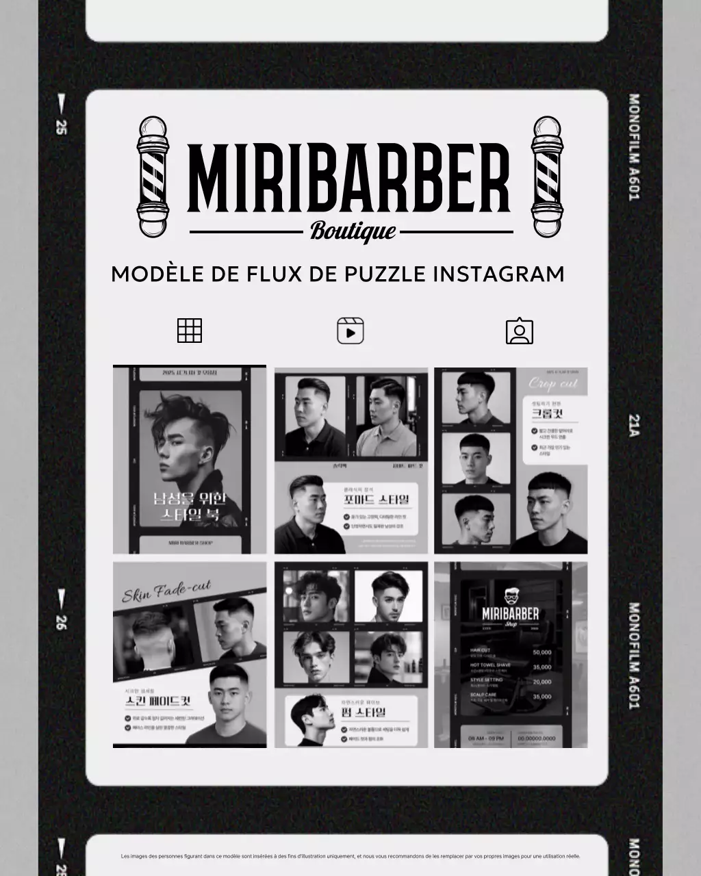 Promotion d'un salon de beauté moderne en noir et blanc