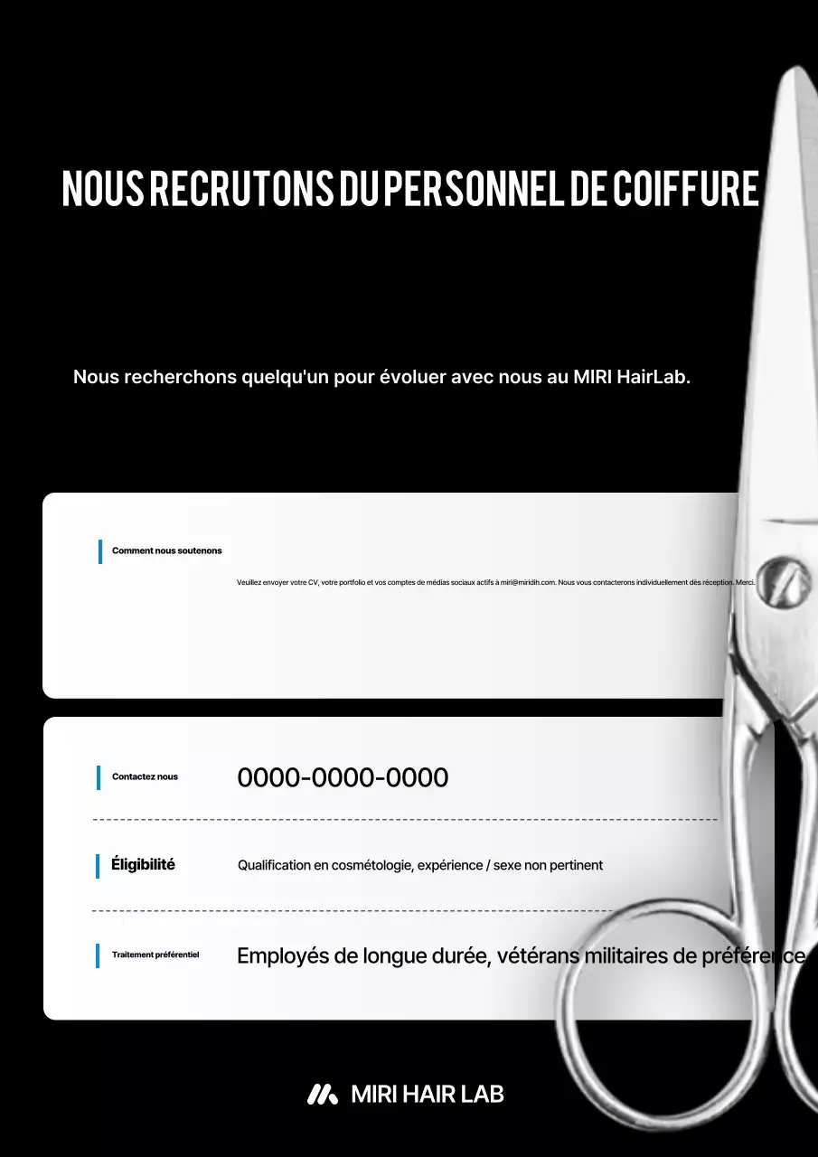 Avis de recrutement simple et noir