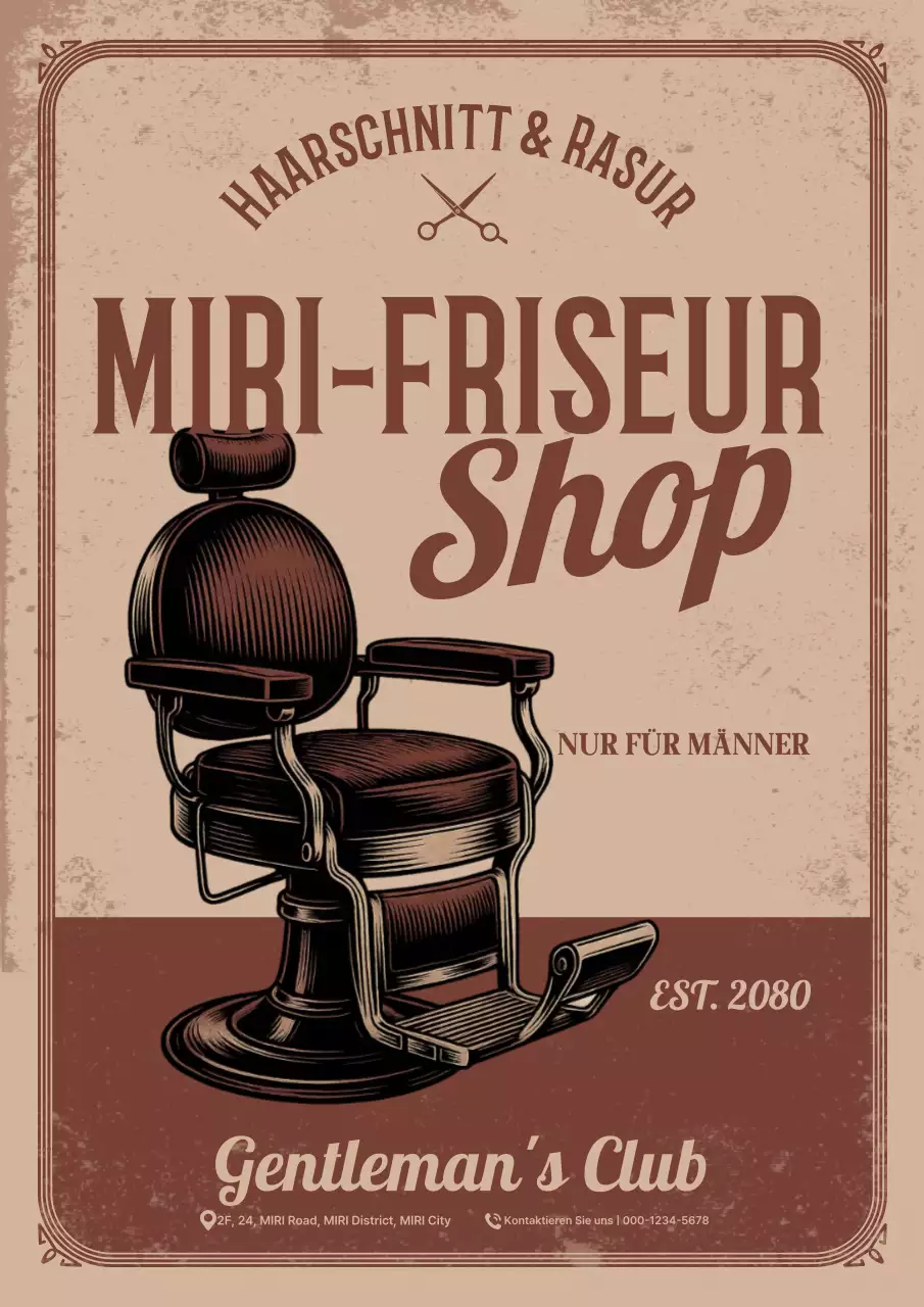 Braune Vintage Barbershop-Werbung