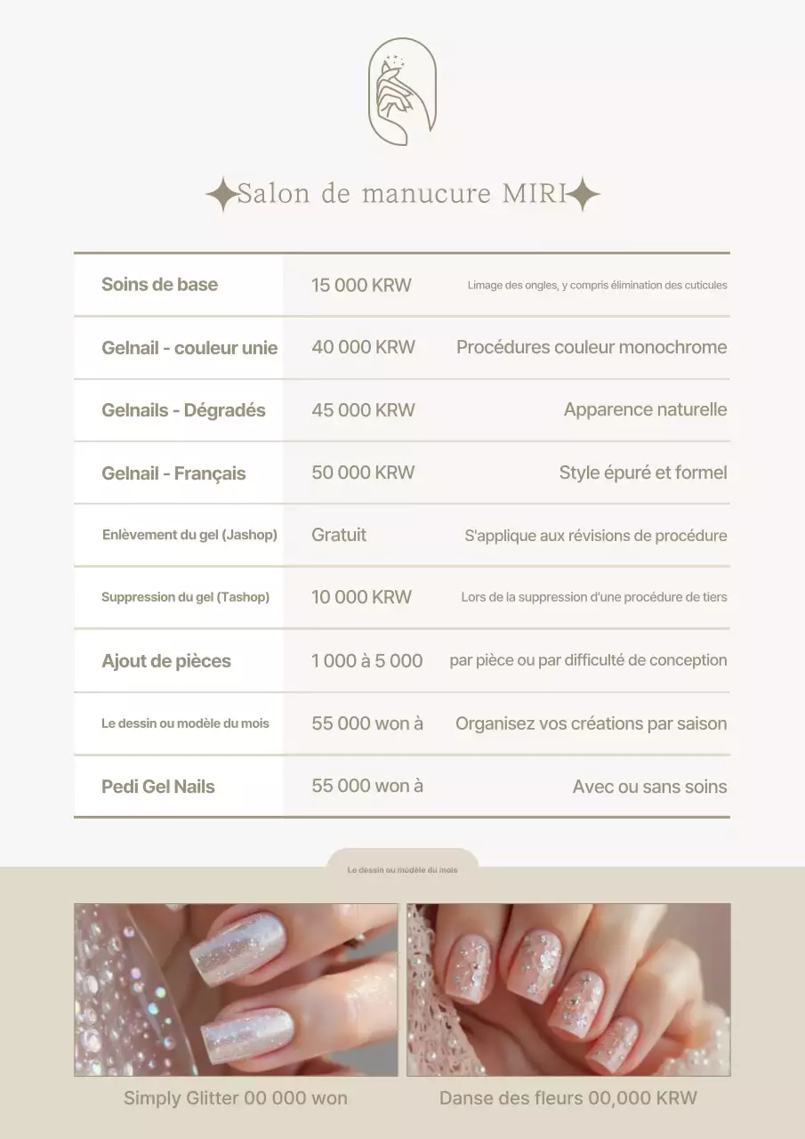 Menu Ongles Beiges et Propres