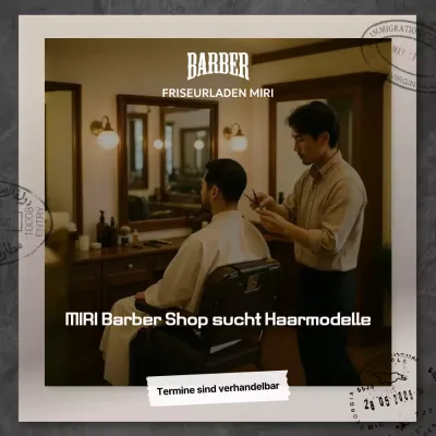 Beige Vintage Barbershop Rekrutierung