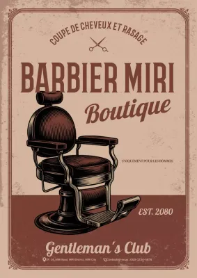 Publicité vintage marron pour un salon de coiffure