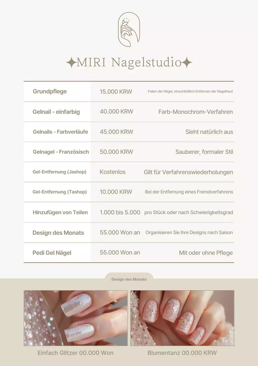 Beige Clean Nail Menü