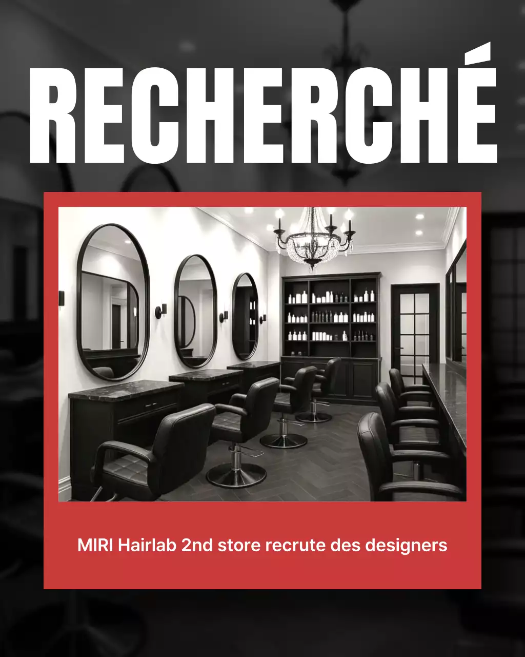 Un puzzle Instagram moderne sur un salon de coiffure noir et rose vif.