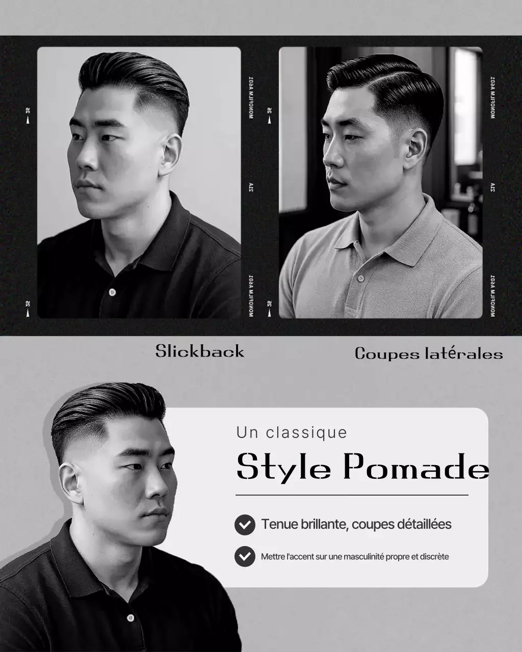 Promotion d'un salon de beauté moderne en noir et blanc