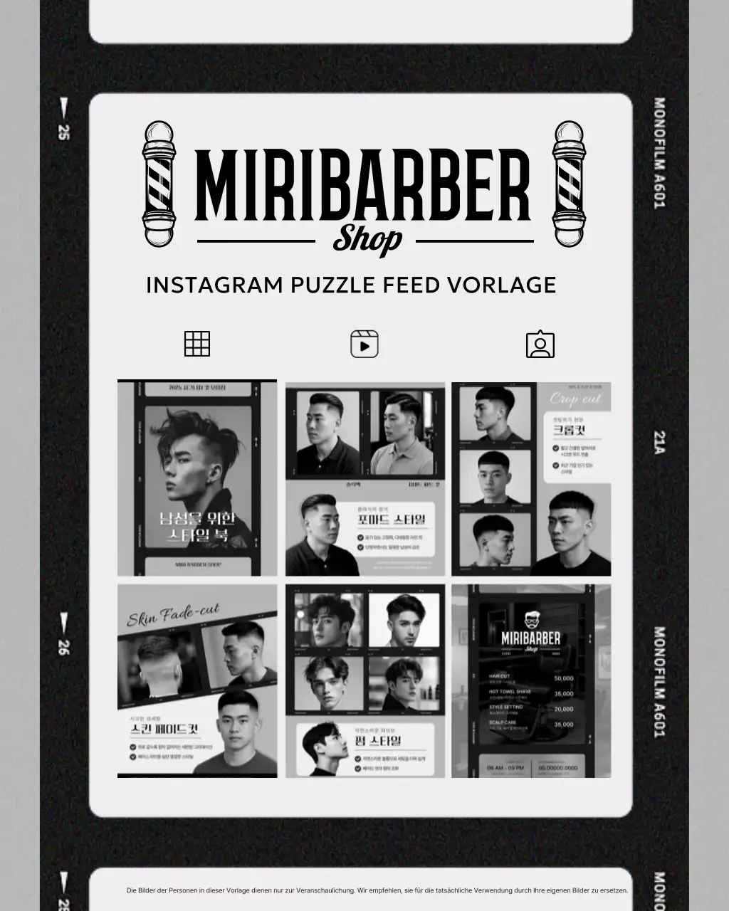 Schwarz-weiße Werbung für einen modernen Schönheitssalon