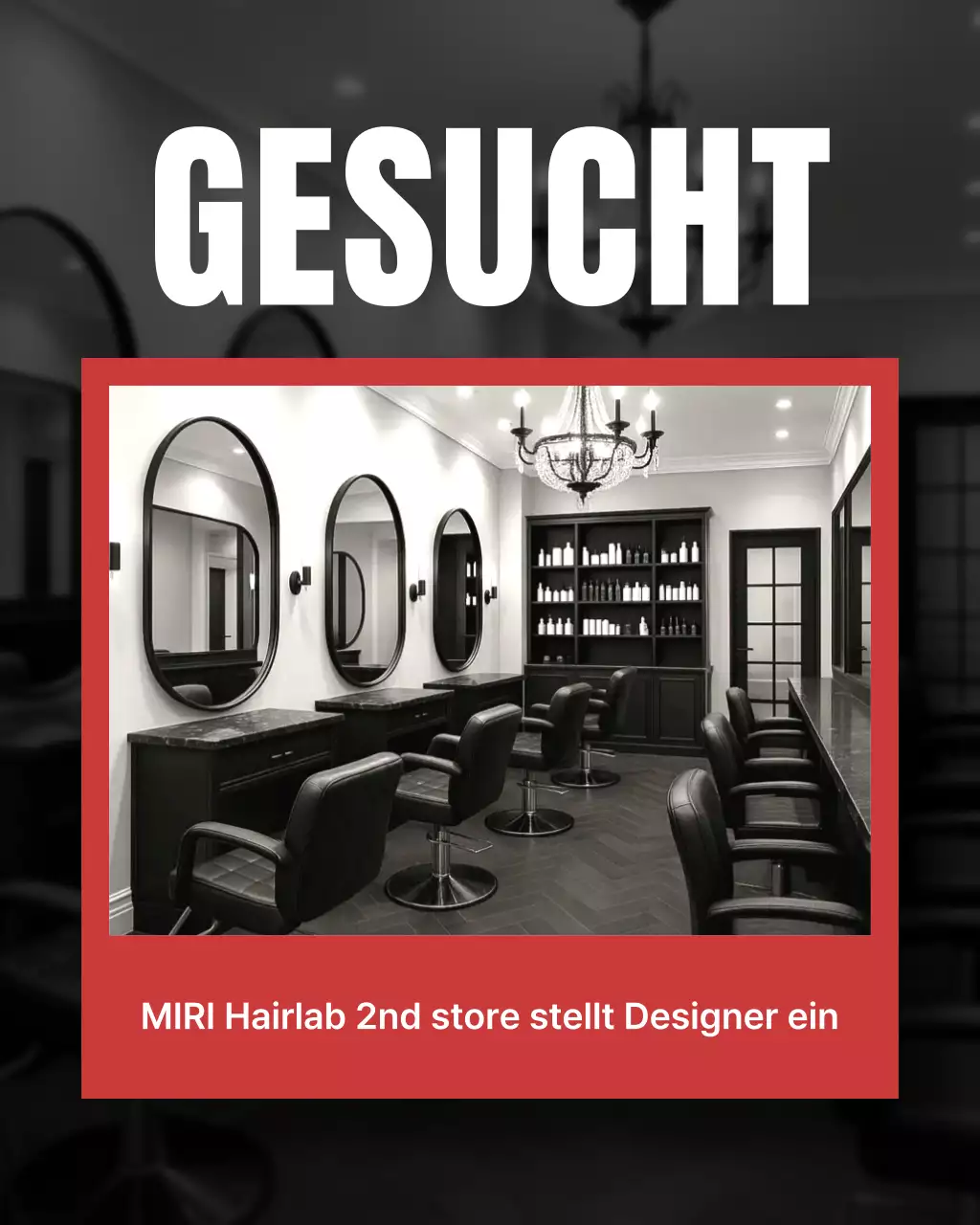 Ein moderner Puzzle-Feed-Beitrag für einen Friseursalon in Schwarz und Pink auf Instagram.