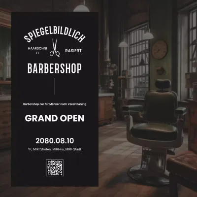 Schwarzer Vintage Barbershop geöffnet