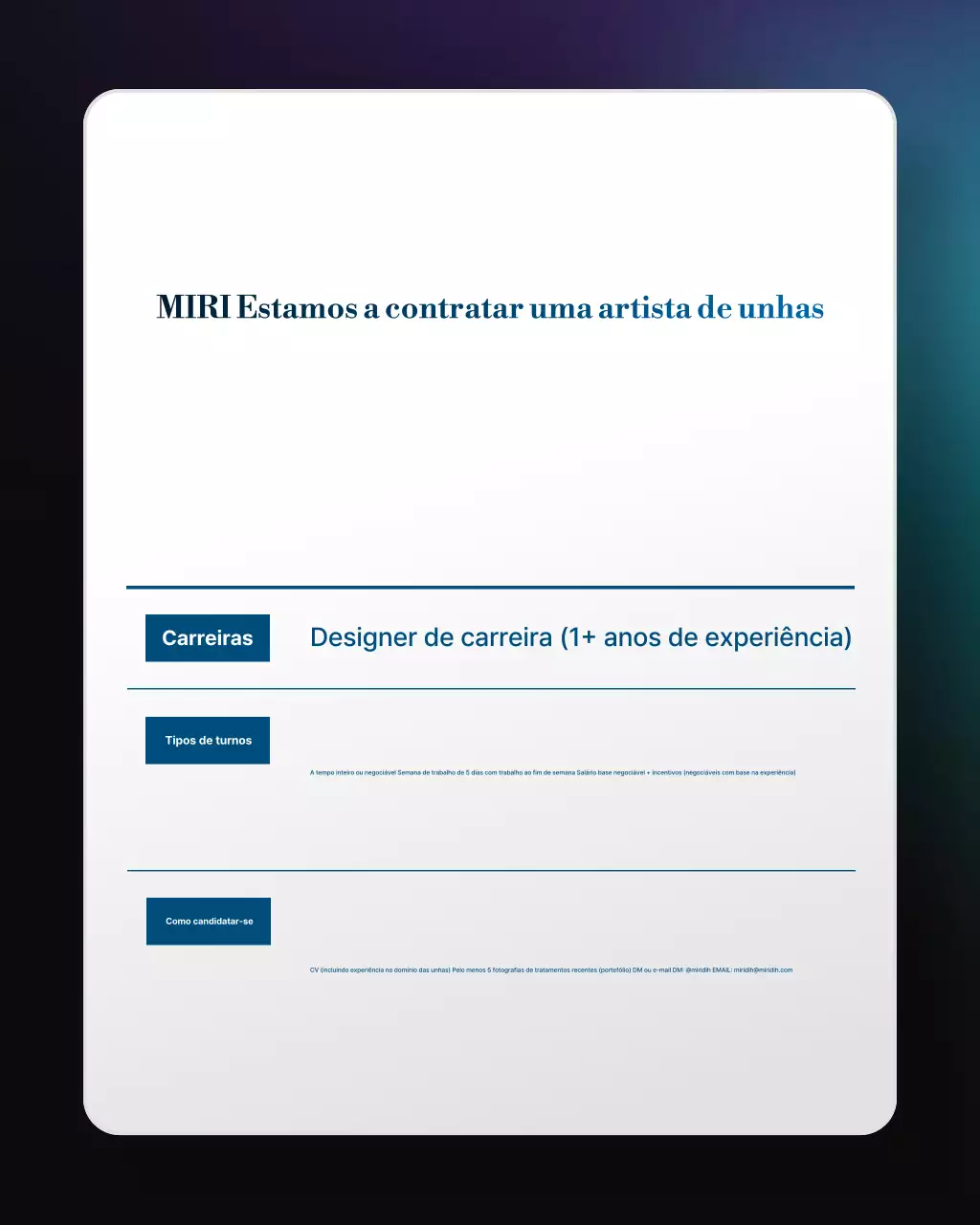 Aviso de recrutamento da Blue Clean