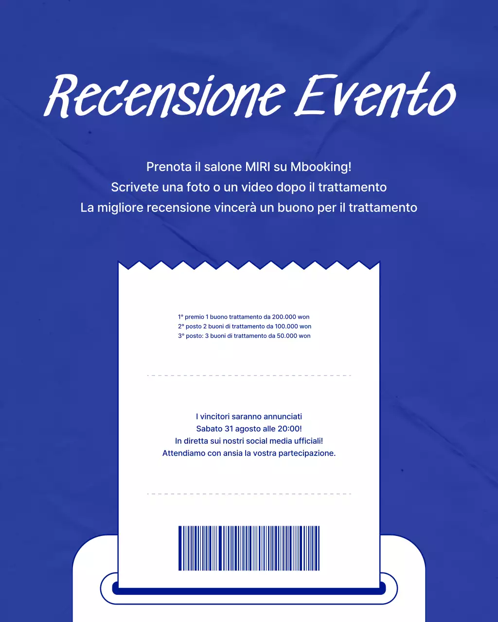 Un semplice post di Instagram con un puzzle raffigurante un salone di bellezza blu e azzurro.