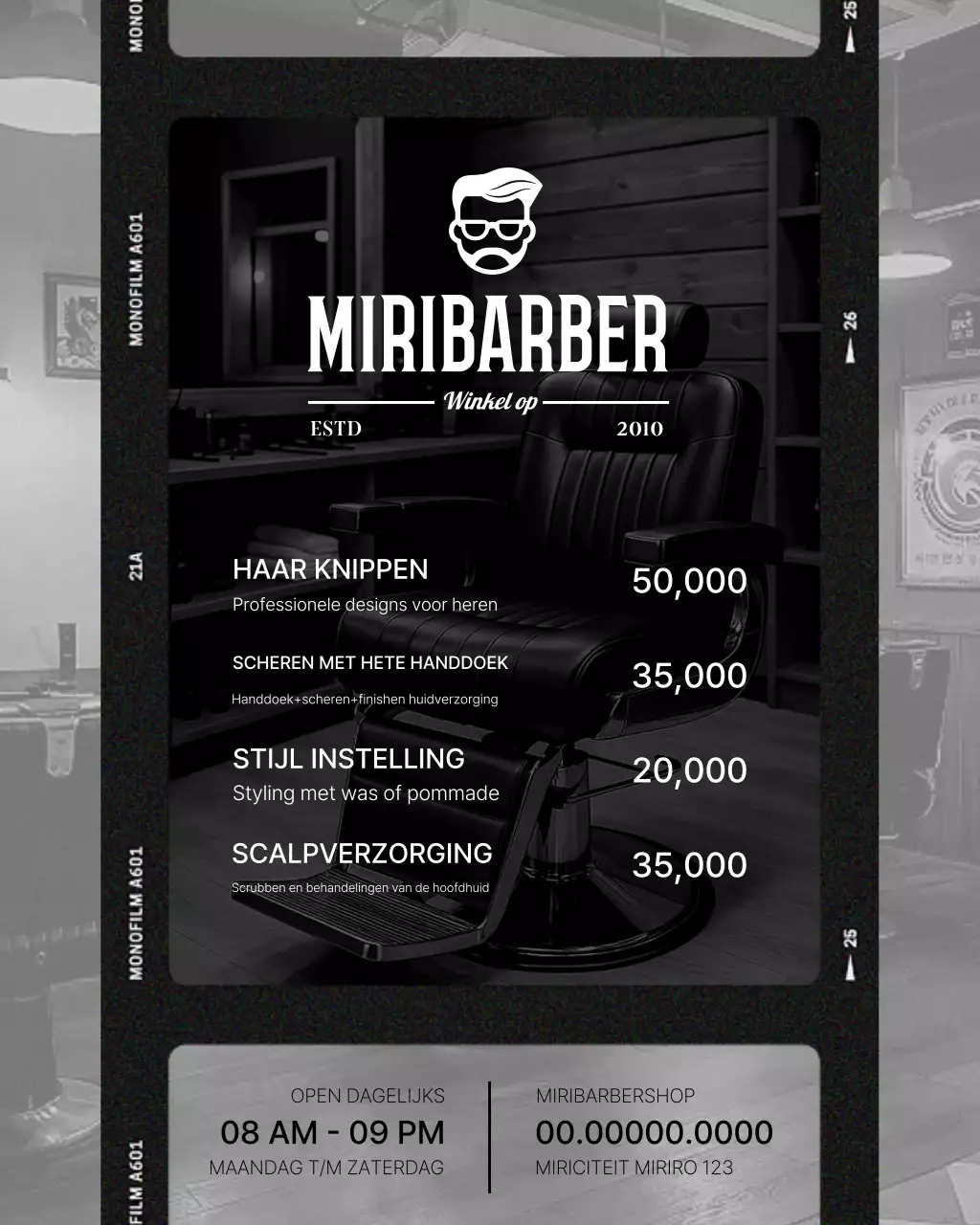 Promotie van een moderne schoonheidssalon in zwart-wit