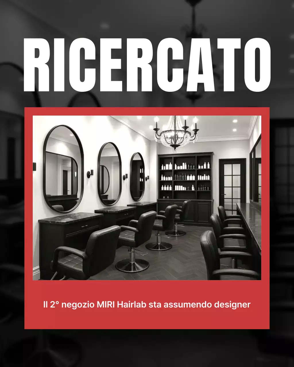 Un post puzzle sul feed di Instagram di un moderno salone di parrucchiere nero e rosa shocking.