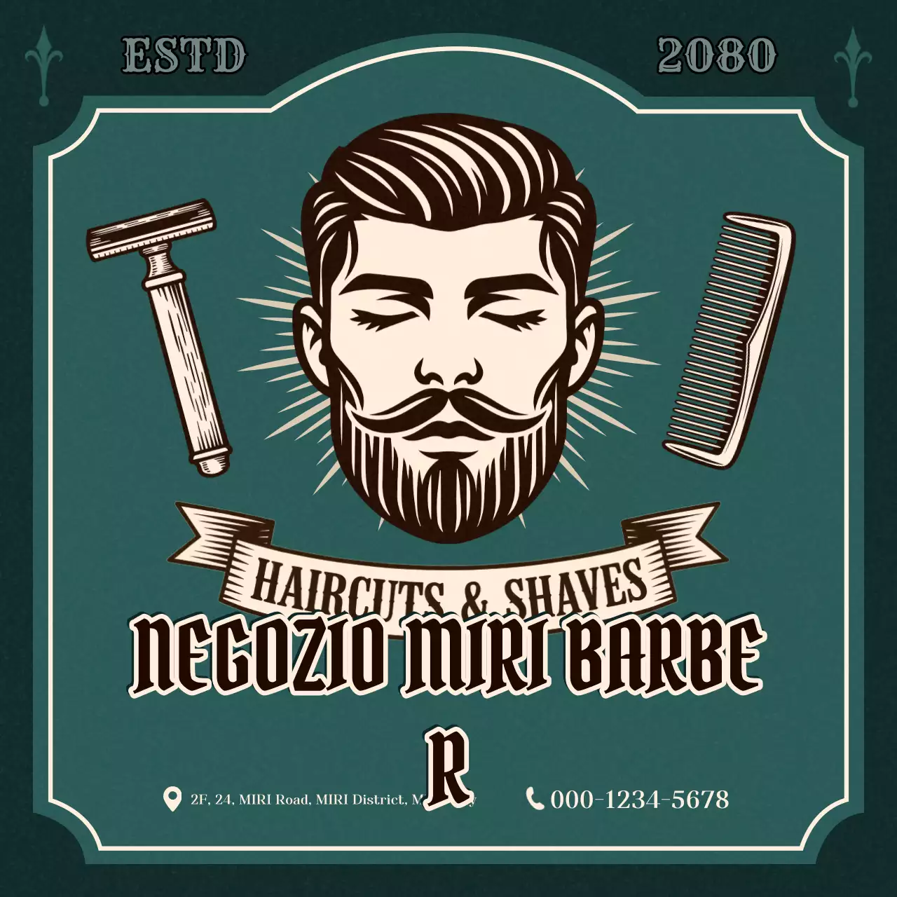 Pubblicità di un barbiere vintage alla menta