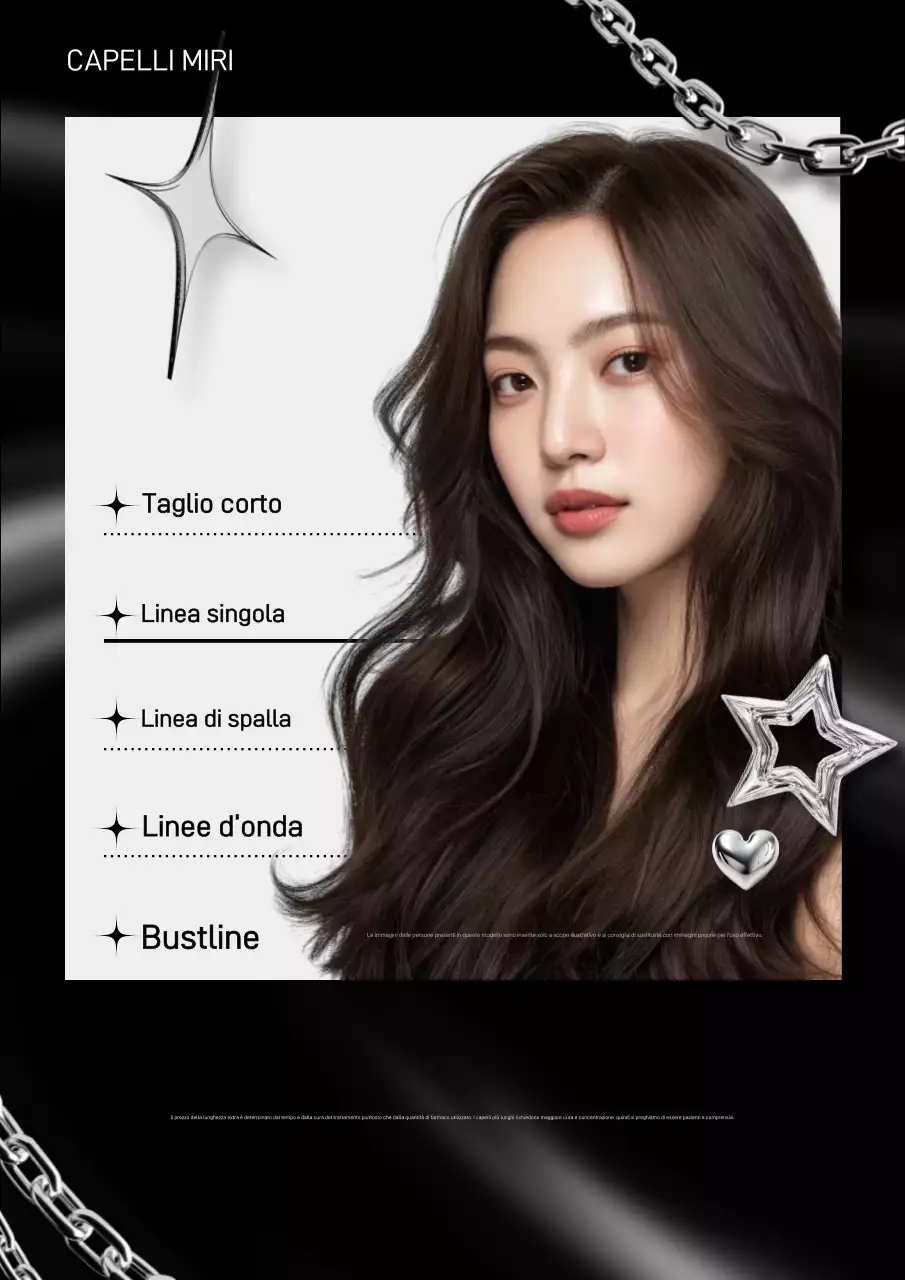 Pubblicità di acconciature moderne nere