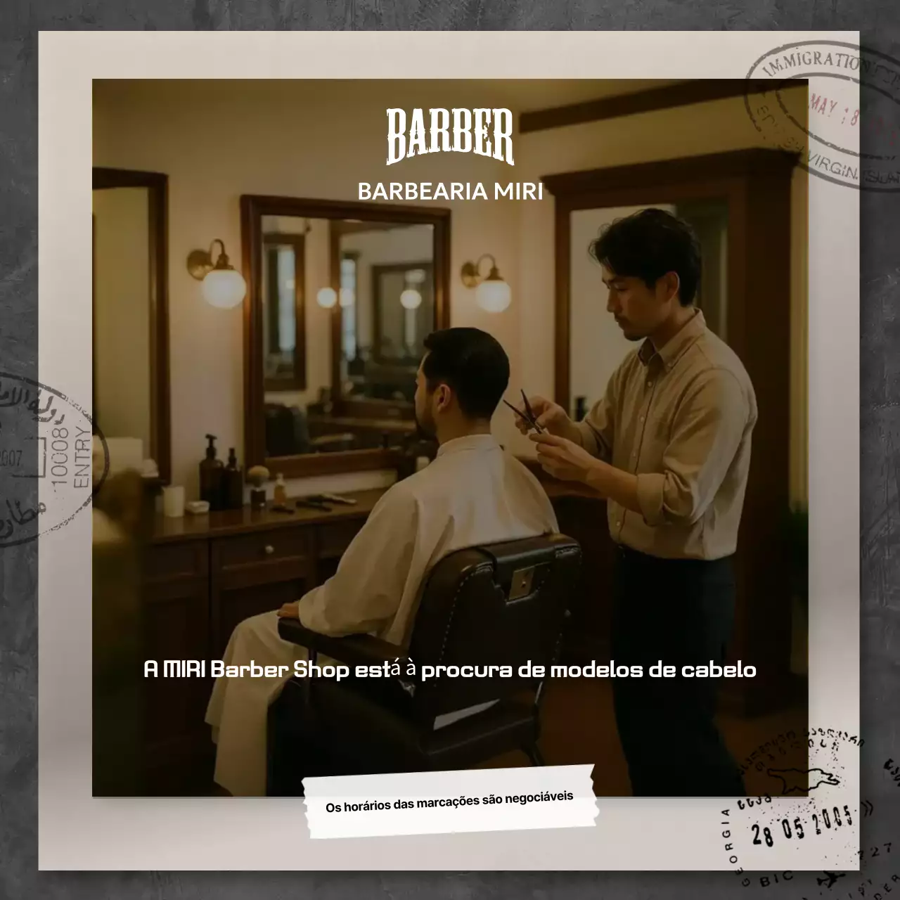 Recrutamento para Barbearia Vintage Bege