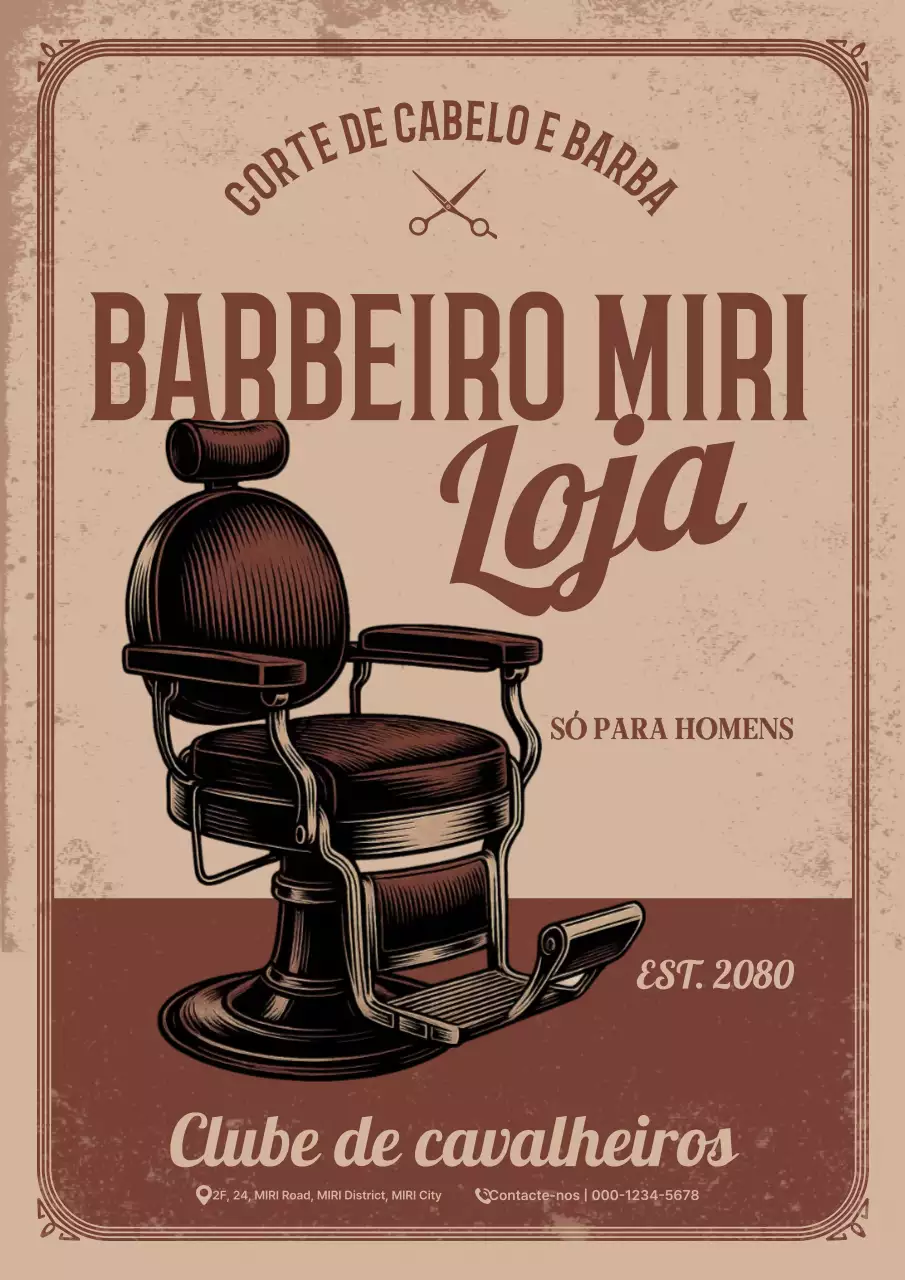 Propaganda de barbearia vintage marrom