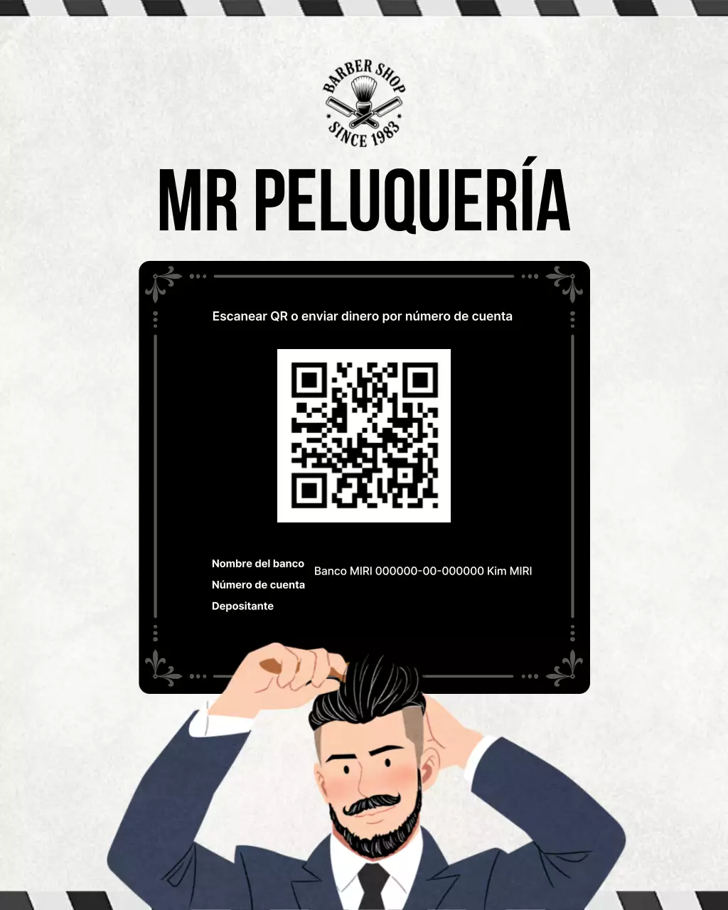 Guía de barbería vintage negra