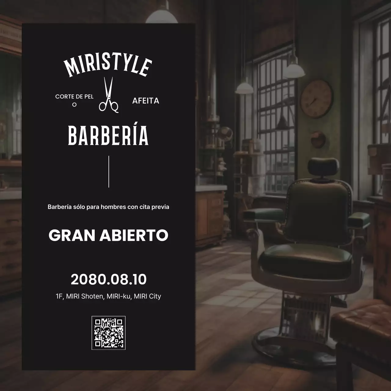 Barbería Vintage Negra Abierta