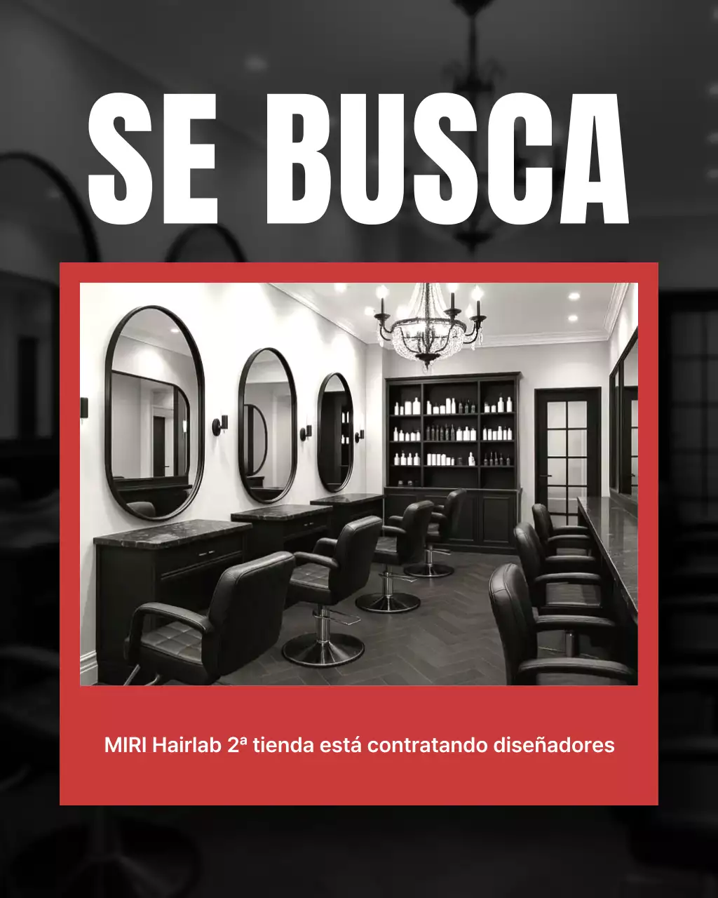 Una publicación de feed de rompecabezas de Instagram de una peluquería moderna en negro y rosa fuerte.