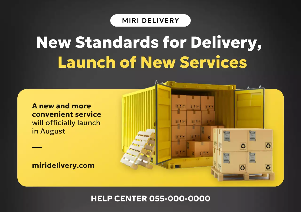 anúncio de entrega moderno amarelo