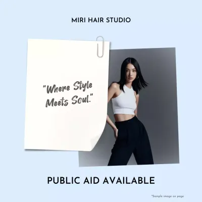 blue modern hair studio advertisement