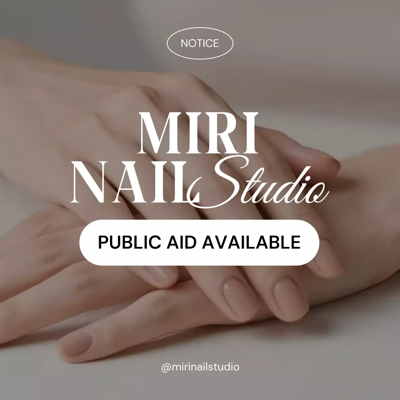 aviso de unha bege elegante