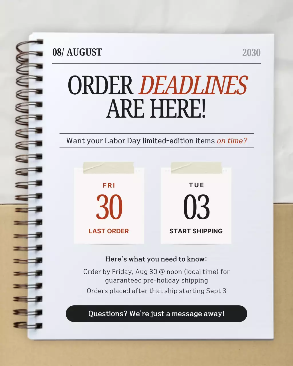 White Modern Holiday Notice Instagram Post