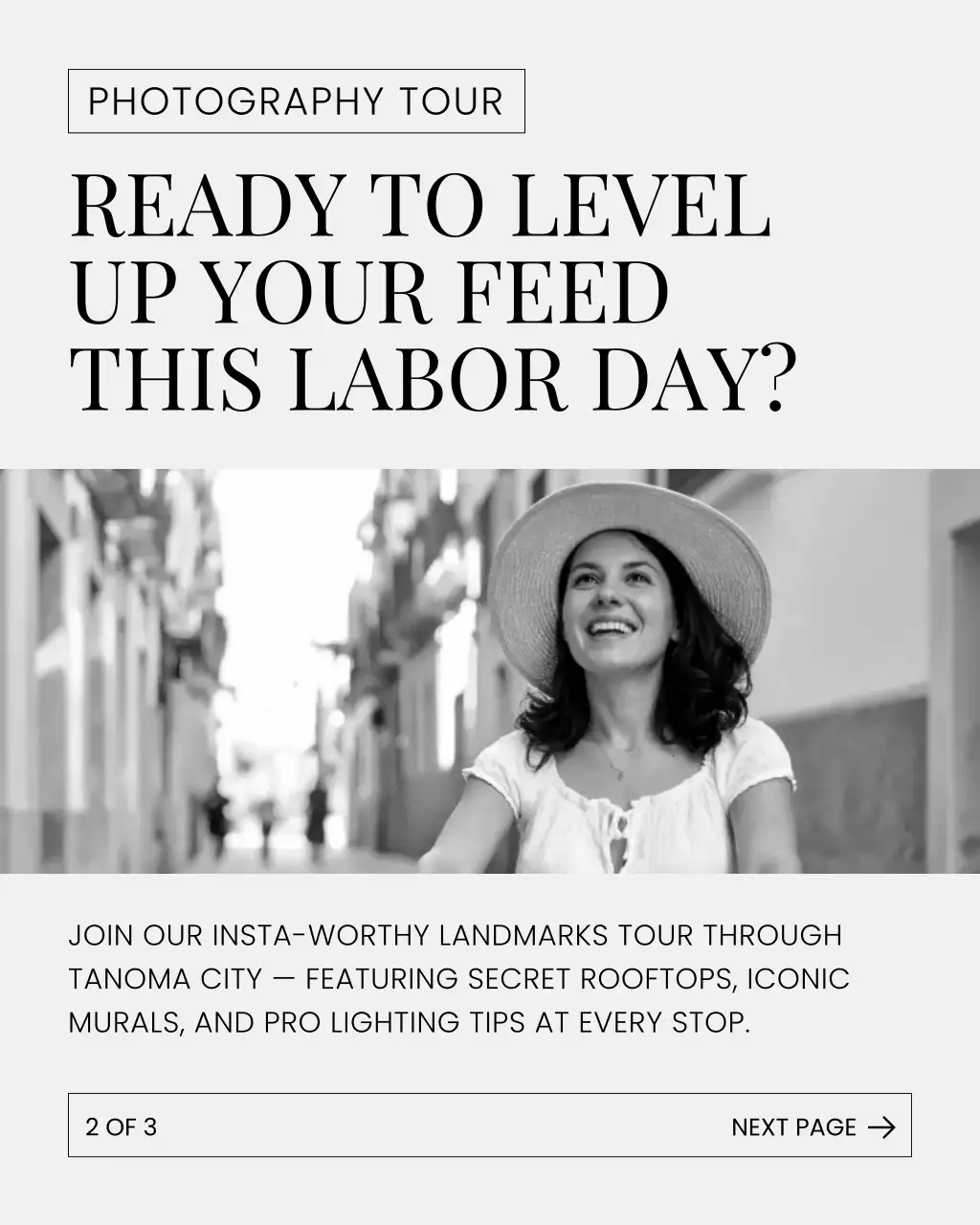 Photography Tour Promotion in Classic Simple Style for Instagram Post