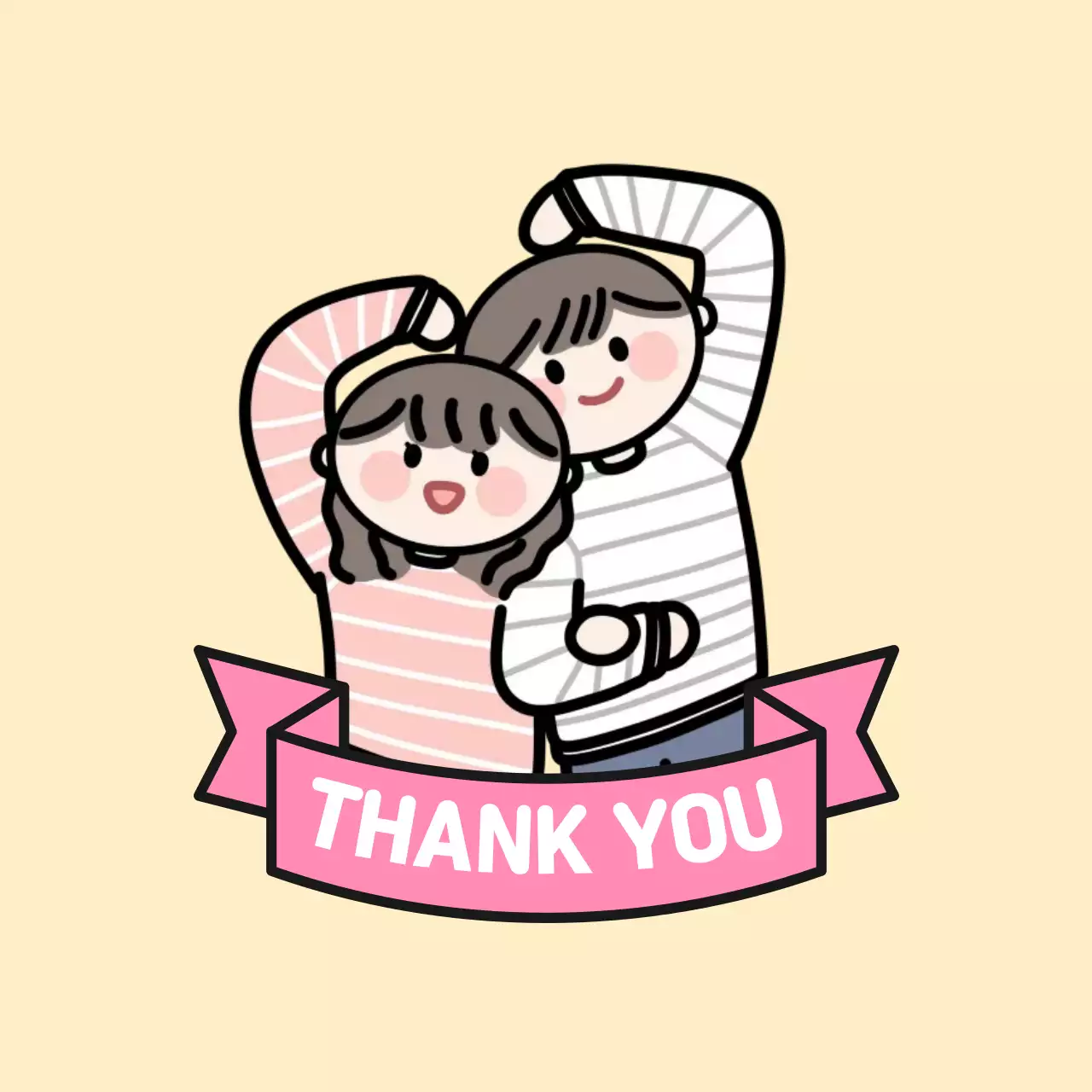 노란색 아기자기한 감사 인사