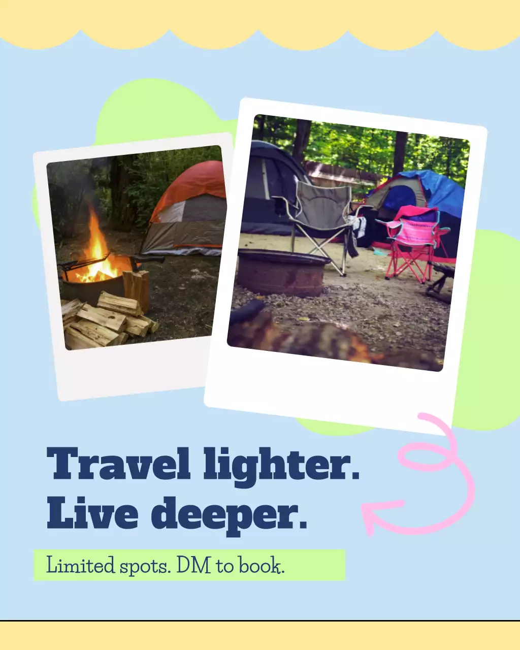 Green Yellow and Pink Labor Day Travel Activities Social Media Template