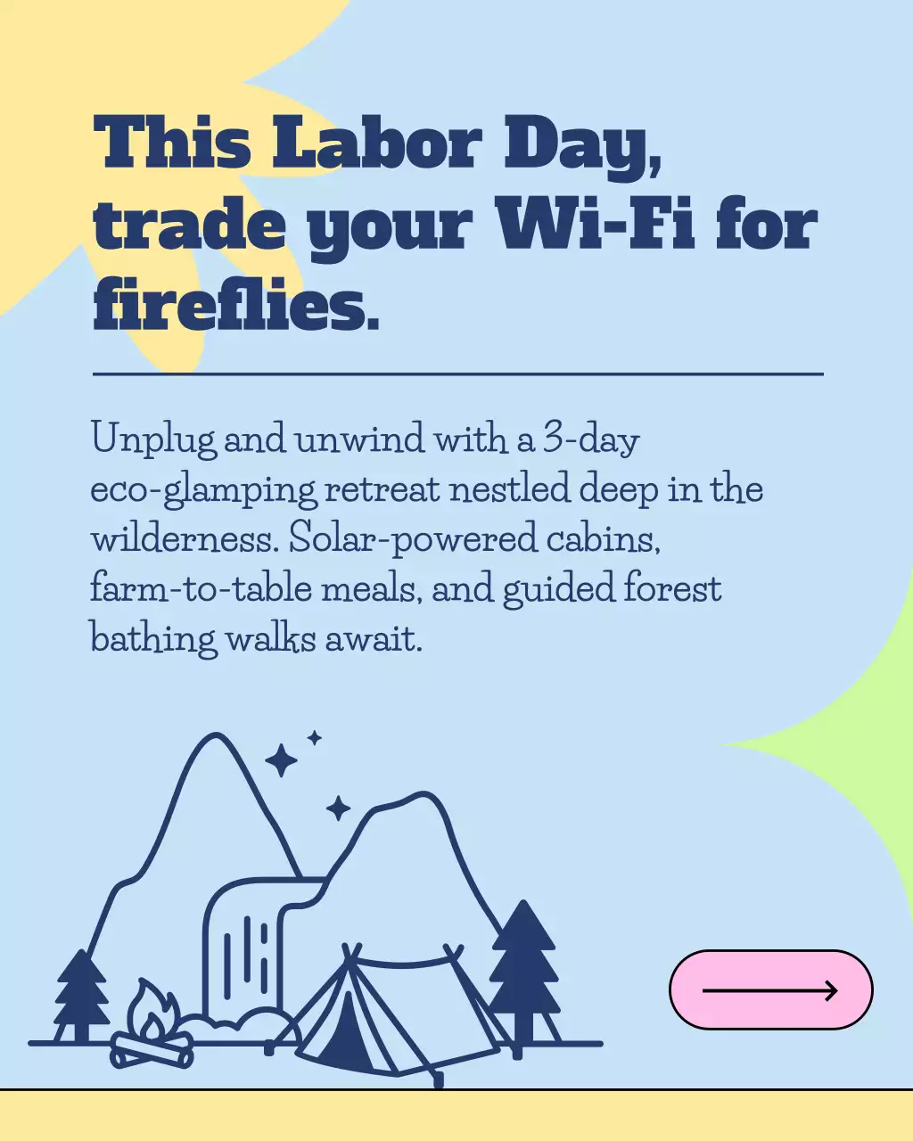 Green Yellow and Pink Labor Day Travel Activities Social Media Template