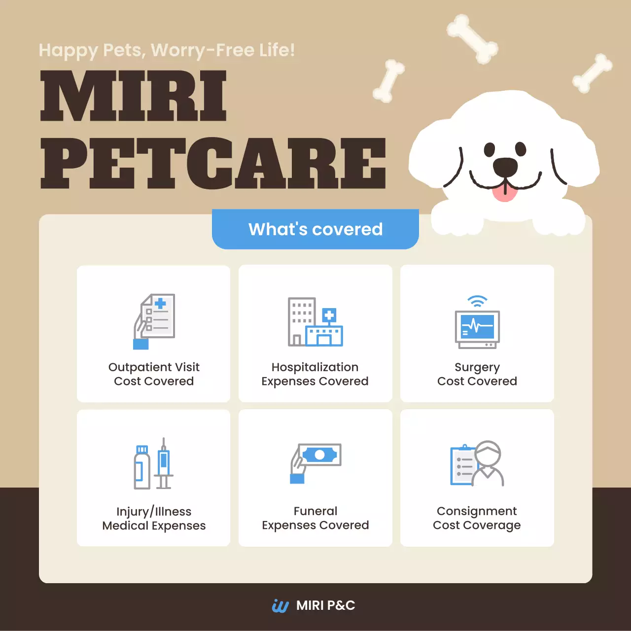 iklan perawatan hewan peliharaan modern berwarna krem