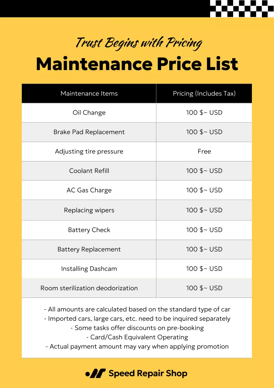 yellow modern automotive menu