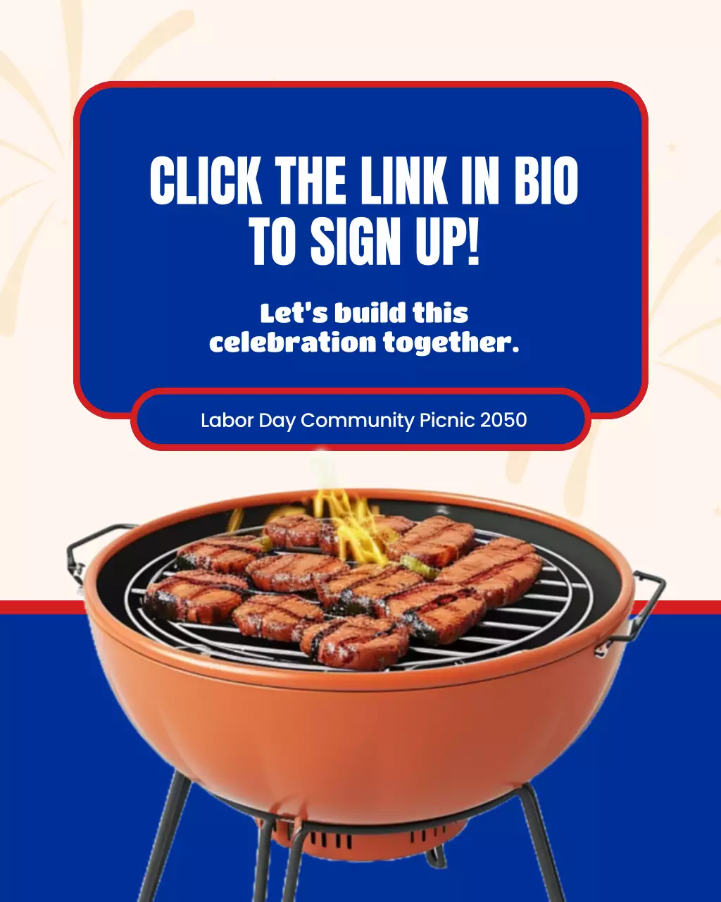 Blue and Red Bold Labor Day Community Picnic Instagram Carousel Post