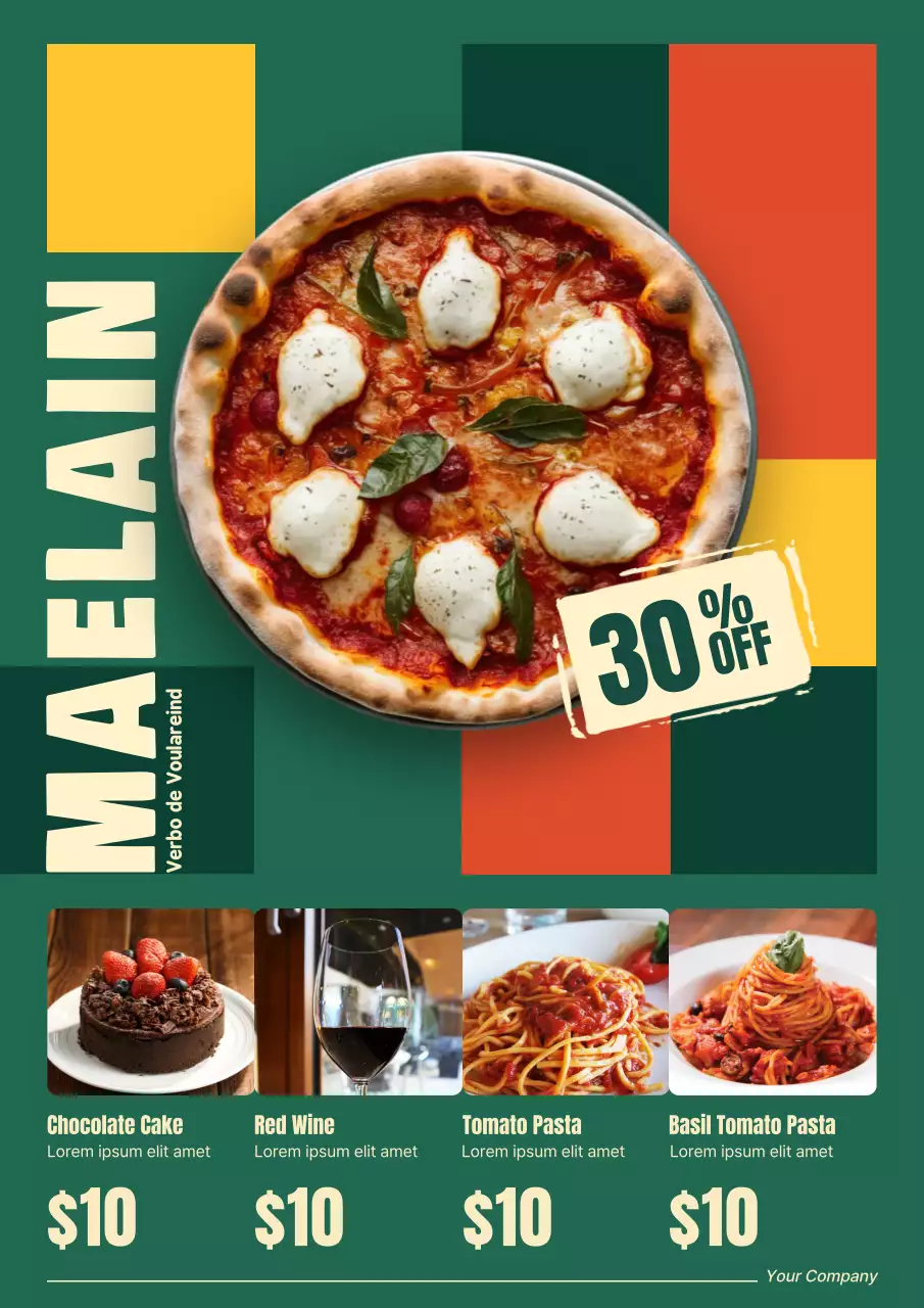 Green Retro Pizza Advertisement Poster