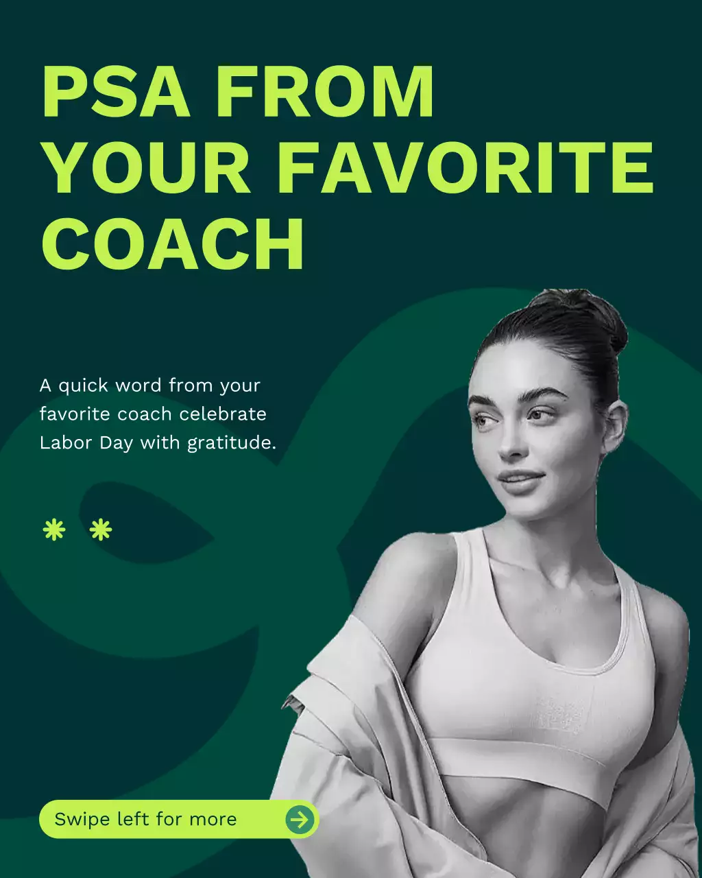 Green Clean Abstract Labor Day Wellness and Fitness Tips Instagram Post