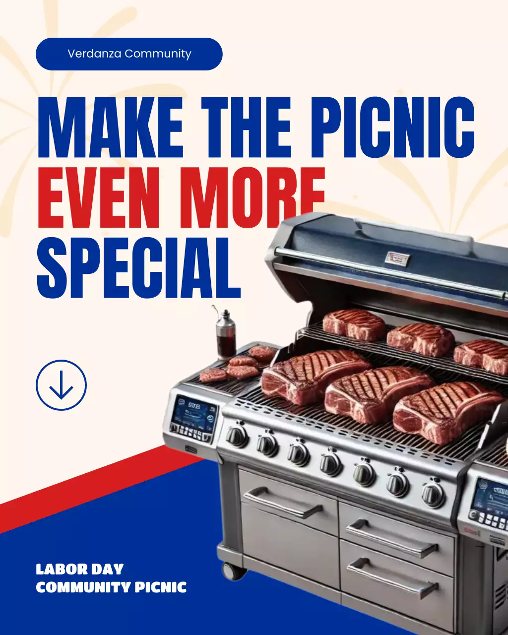 Blue and Red Bold Labor Day Community Picnic Instagram Carousel Post