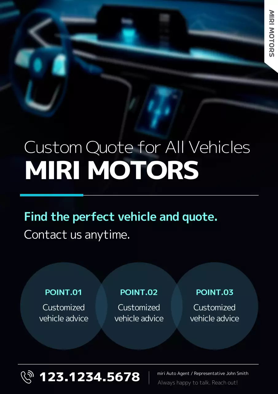 promosi kendaraan modern berwarna biru