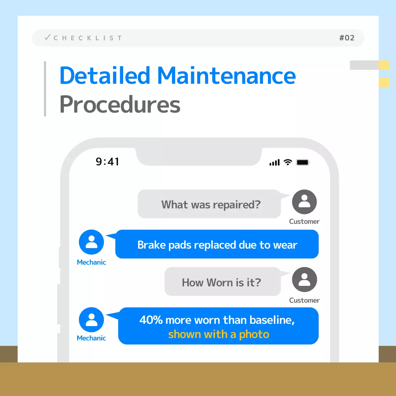 blue modern repair checklist