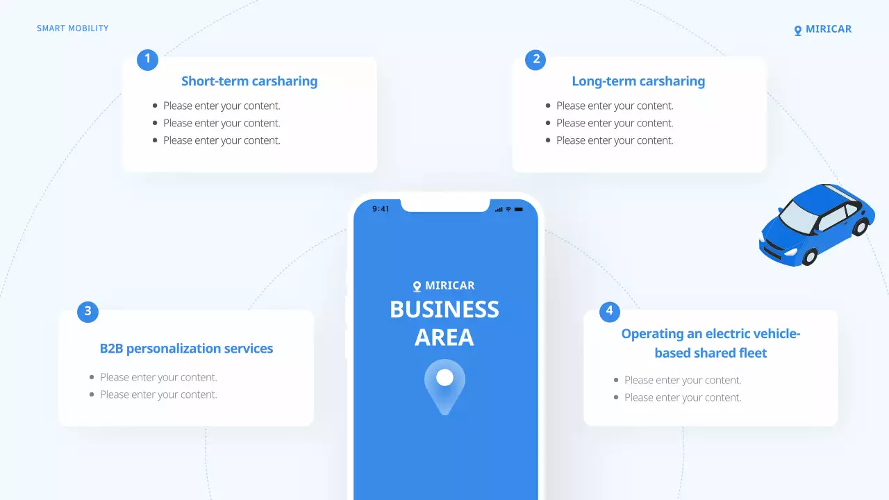 promosi layanan mobil modern biru