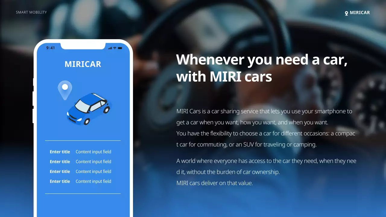 promosi layanan mobil modern biru