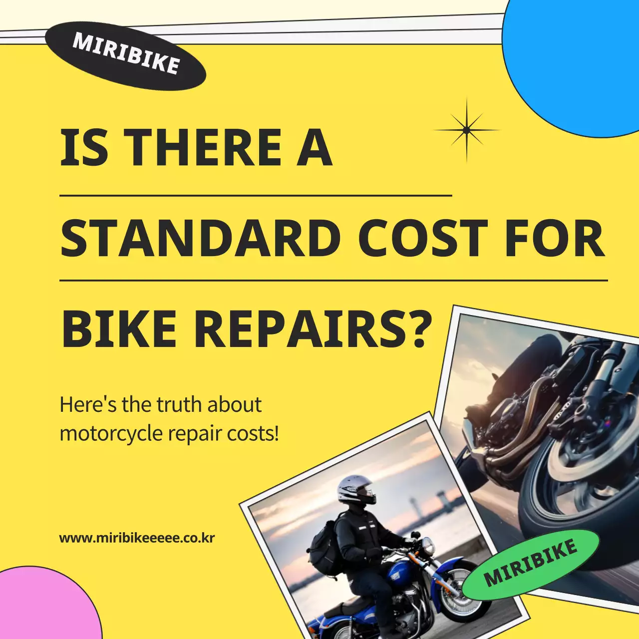 Yellow modern motorcycle repairs advertisement