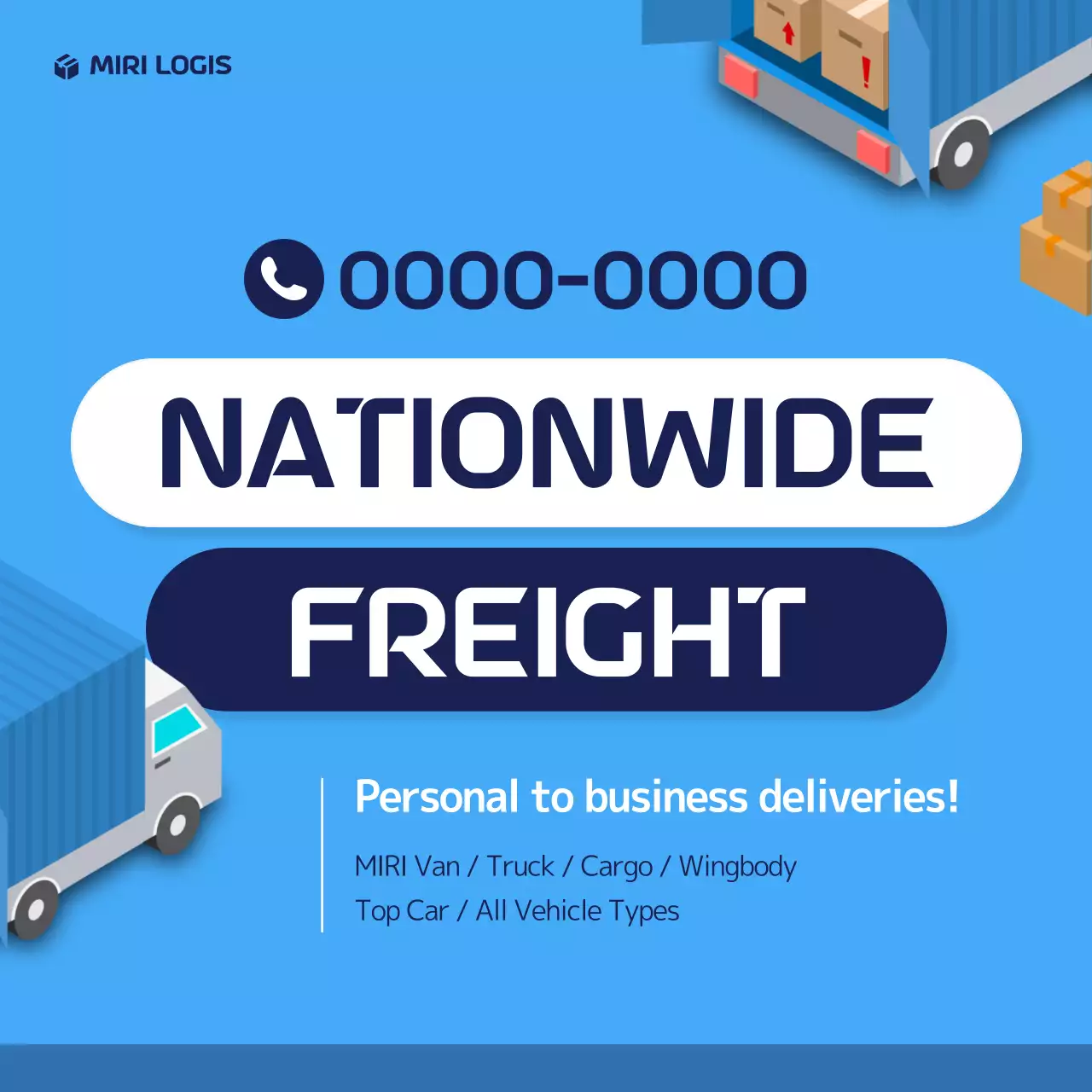 iklan pengiriman barang modern berwarna biru