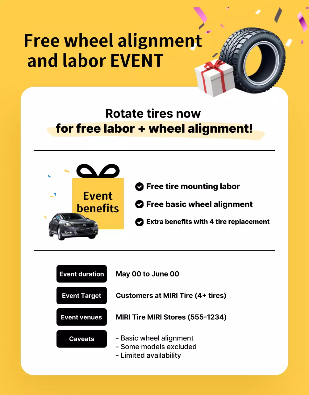 iklan ban modern berwarna kuning