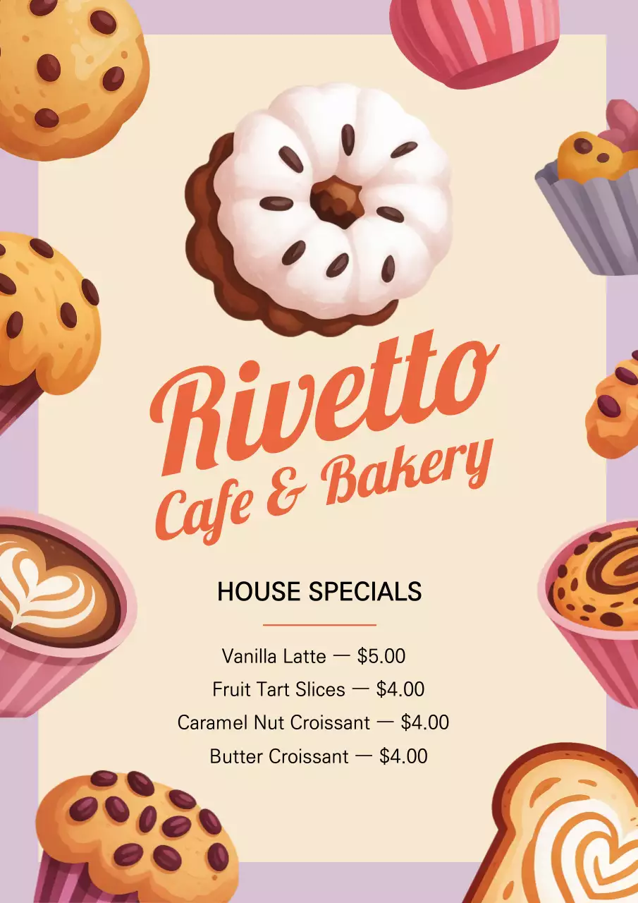 Beige Retro Bakery Menu Poster